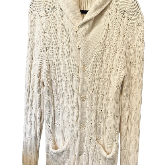 Polo Ralph Lauren Cream Cable Knit Shawl Collar Cardigan – Size L - Picture 1 of 6